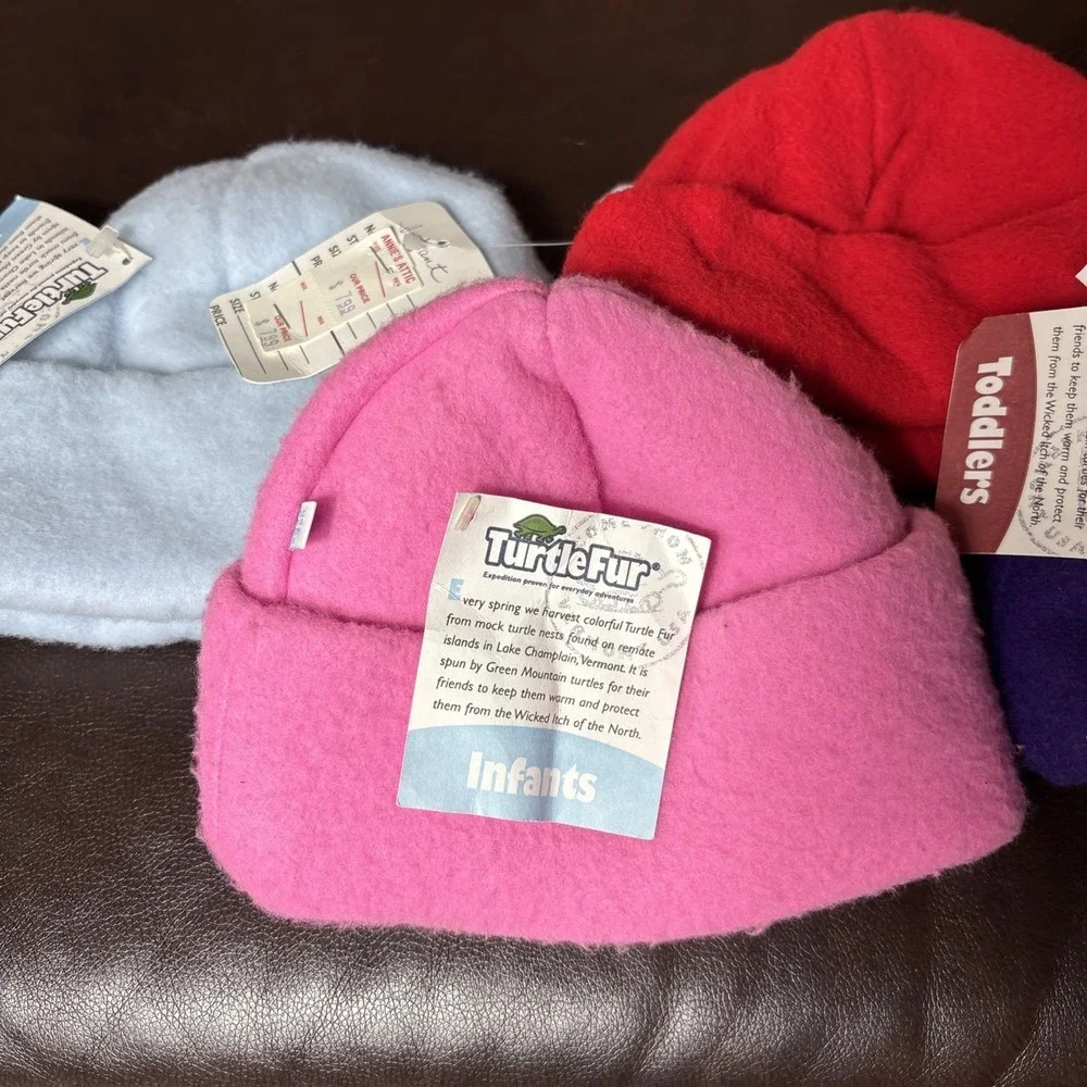 5 New Vintage Turtle Fur Infant Toddler Fleece‎ Hats